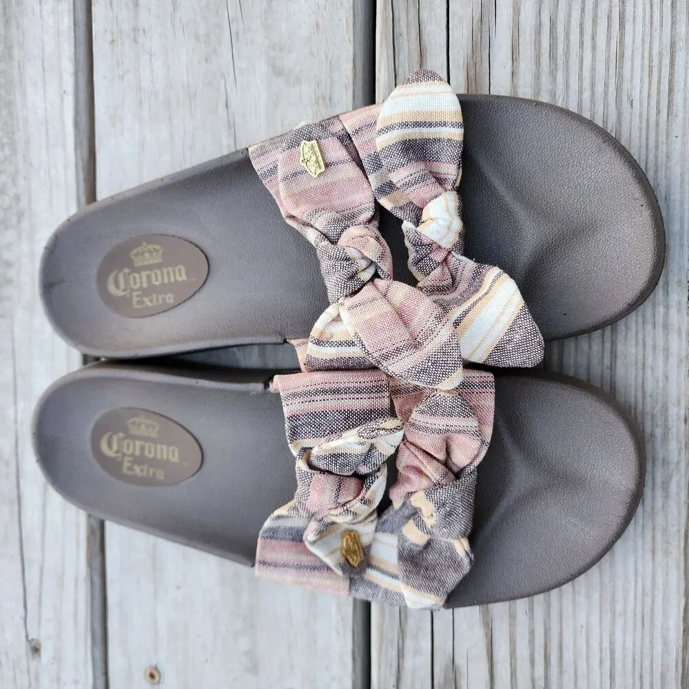 Corona Extra Womens Size 9-10 Sandals Flip Flops Slides Pink And Brown